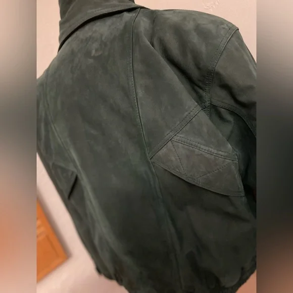 Fluid Internationale~Men’s~Vtg.~Dark Green~Genuine Leather~Bomber Jacket~Size XL - Picture 13 of 16